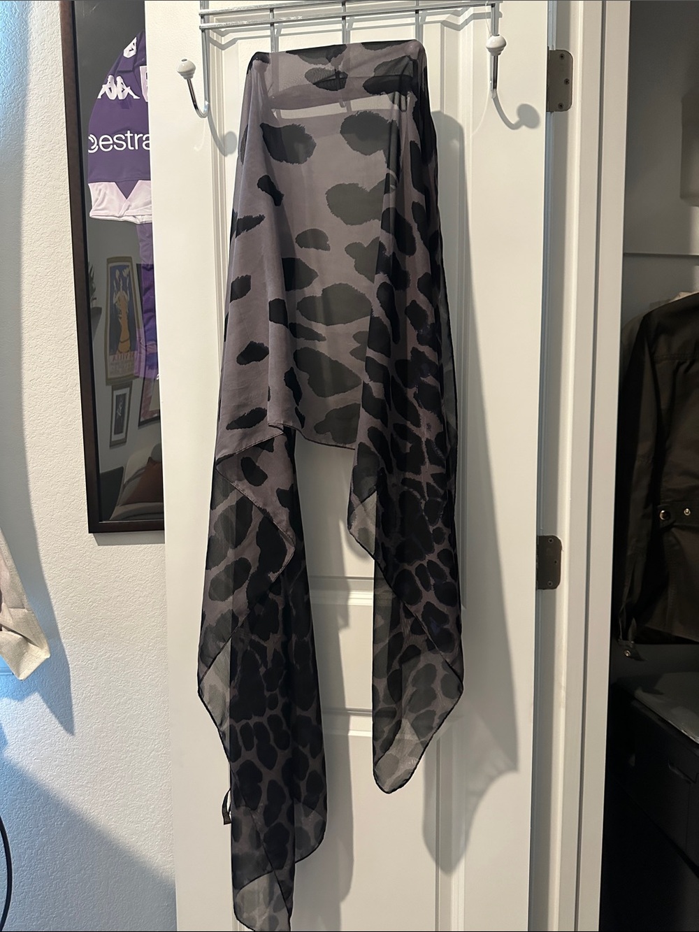 The Limited Black and Gray Leopard Print Sheer Scarf